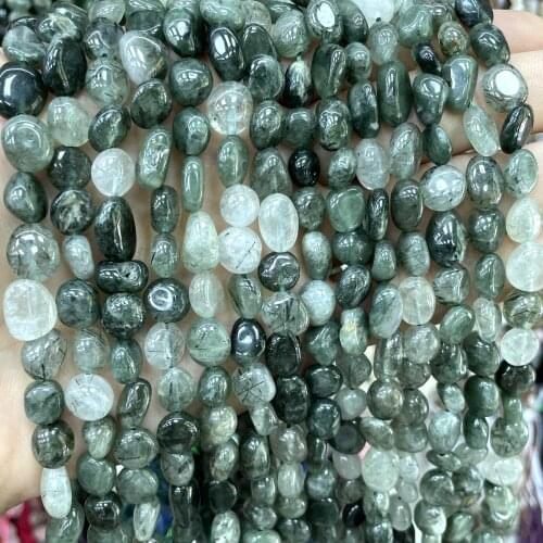 5-12mm Irregular Natural Green Rutilated Quartz Stone Loose Spacer Beads For Jewelry DIY Making Bracelet Earrings Accessories