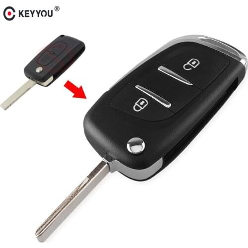 KEYYOU 2 Buttons Modified Filp Folding Remote Shell Fob Car Key Case For Peugeot 307 408 308 Keyless Entry Shell Blade CE0536