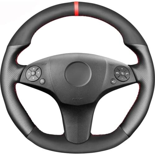 Black Suede Leather Car Steering Wheel Cover for Mercedes Benz SLR-Class 2009 SL-CLass AMG 63 65 2009-2012 SLK-Class AMG 55