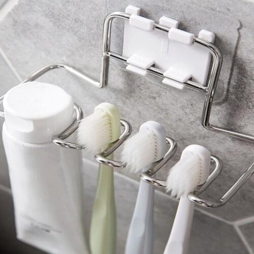 Stainless Steel Toothbrush Holder Shaver Storage Rack Tooth Brush Shelf Toothpaste Dispenser Bathroom WashroomOrganizer Accesso