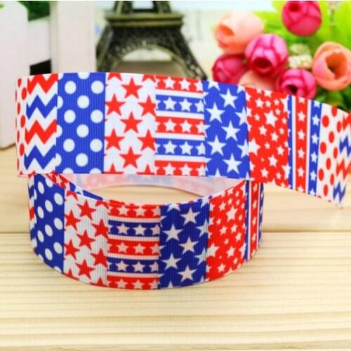 DUWES DHK 1.5'' Free shipping 4th of july printed grosgrain ribbon hair bow headwear party decoration wholesale OEM 38mm H4973
