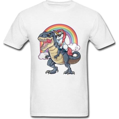 Dinosaur Rider Tees Men Hip Hop Top Cool Summer Mens Tshirt Cotton Custom Cheap High Quality Clothes Rainbow Swag T Shirts Funny