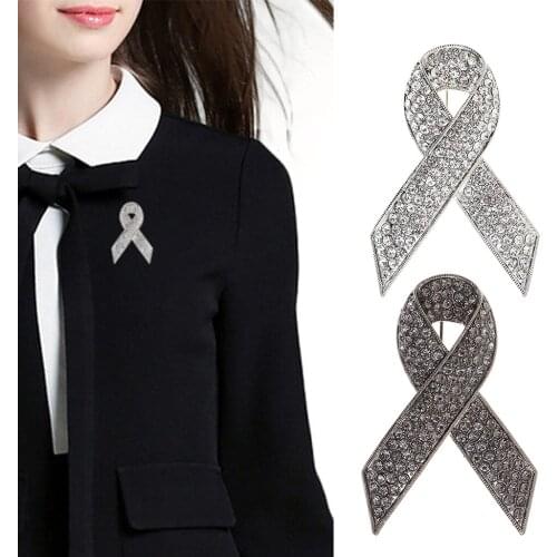 Crystal Charm Ribbon Brooch Pin Fashion Remembrance Day Badge Brooch