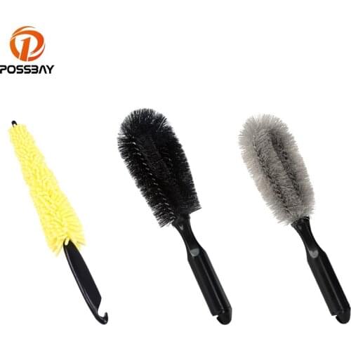 POSSBAY Car Washing Cleaning Tools Wheel Tire Rims Scrub Brush Short Handle Dust Tool Universal for Car Truck Motorcycle Bicycle