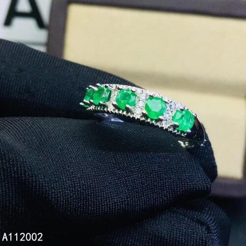 KJJEAXCMY fine jewelry natural Emerald 925 sterling silver new adjustable gemstone women ring support test trendy fashion