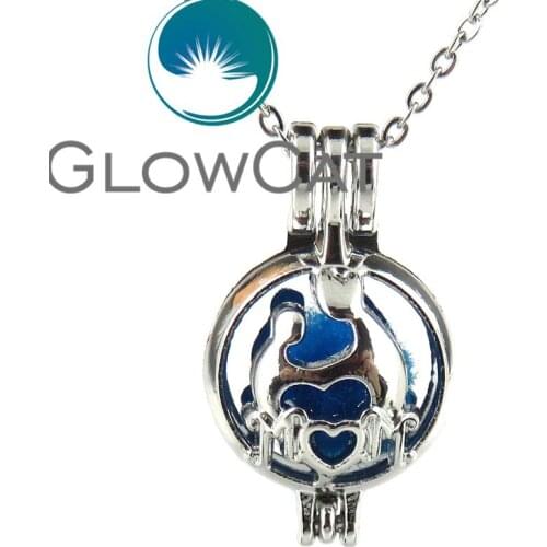 KK561 Party Gift Baby Mom Figure Maternal Love Beads Cage Locket Necklace Aromatherapy Essential Oil Diffuser Pendant Necklace