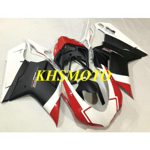 Injection mold Fairing kit for 848 1098 1198 08 09 10 11 12 1198 848 1098 2008 2009 2012 White red black Fairings+gifts DB11