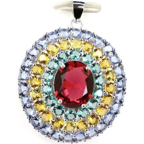 53x30mm Infinity Cross 4.8g Silver Pendant 925 Solid Sterling Long Big Created Violet Tanzanite Dating Fine Jewelry