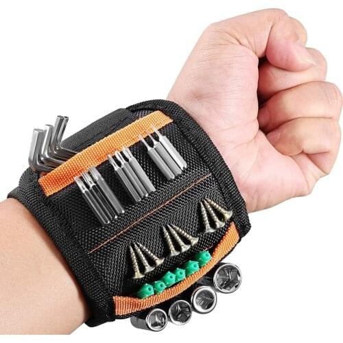 Magnetic Wristband With Strong Magnets For Holding Screws/Nails/Drill Two Pockets Rubidium Iron Boron Magnet Tool wristband