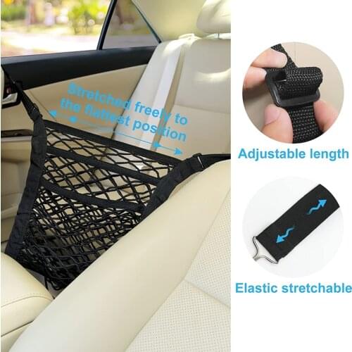 Upgrade Car Interior Trunk Seat Back Elastic Mesh Net Car Mesh Organizer Seat Back Net Bag Barrier Of Backseat For Pet Kids
