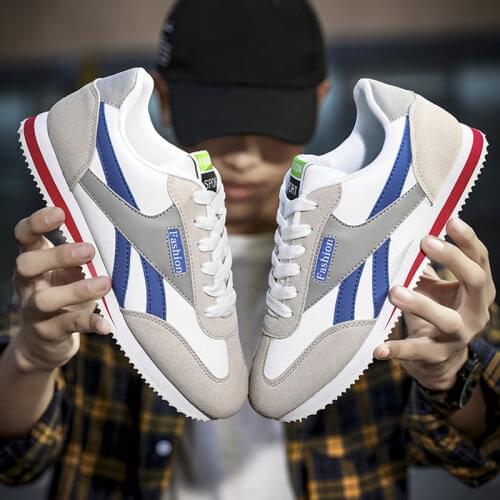 Mens leather sneakers Breathable men casual sports shoes Wear-resistant men jogging shoes Non-slip flat shoes walking shoes