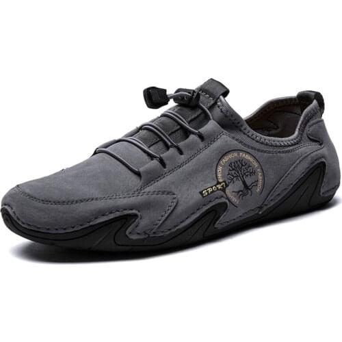 Men Casual Shoes Leather Fashion Men Sneakers Handmade Breathable Mens Loafers Moccasins Lightweight Boat Shoes Plus Size 38-48