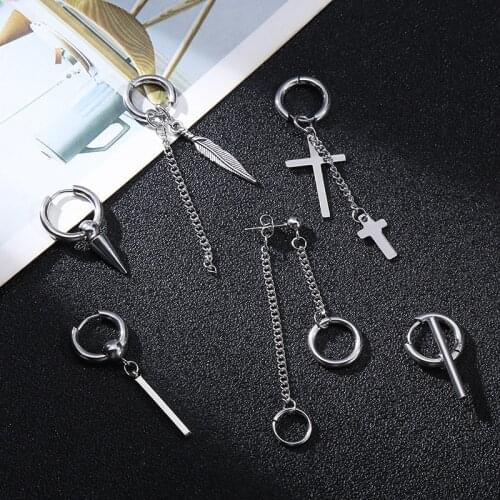 Stainless Steel Men Earrings Cross Stud Punk Earrings Jewelry Accessories Wholesale