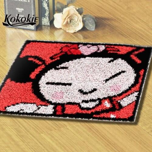 Latch hook kits diy rug cartoon printed cushion knooppakket tapijten carpet fabric embroidery foamy floralkussen knooppakket