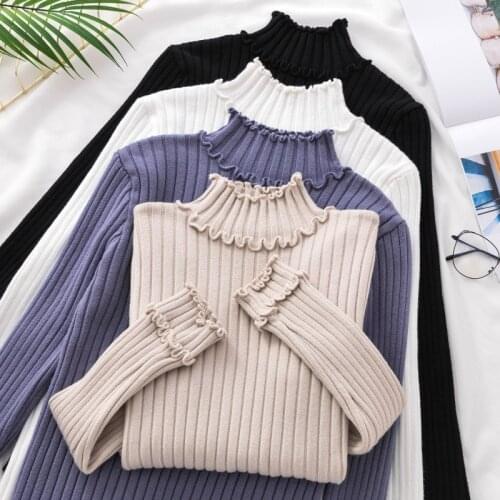 New Women Sweater Winter Turtleneck Solid Pullovers Vintage Knitted Sweaters Female Korean Long Sleeve Casual Jumper Top P37