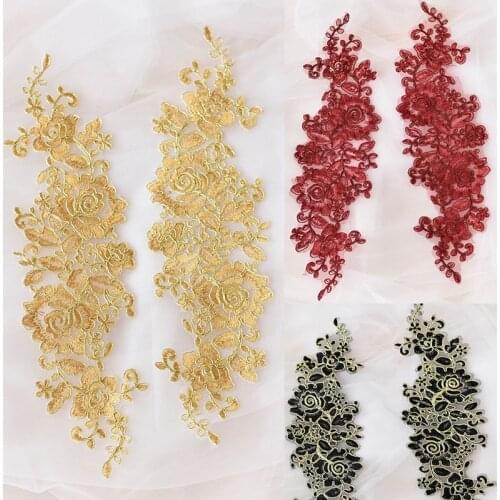 Popular Ganza Embroidery Wedding Bridal White Floral Lace Applique Trims Ivory Fabric for weding dress