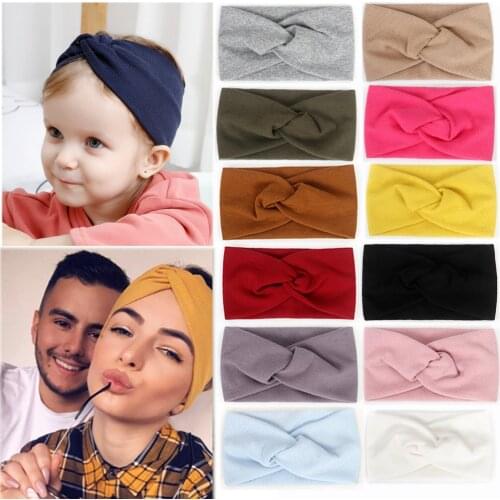 Baby Headband Mommy Twist Hairband For Women Girls Turban Mother Daughter Hair Accessories Cotton Newborn Head Wrap 2pcs/Set