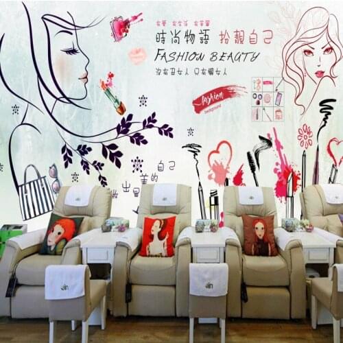 Drop Shipping Custom Wallpaper Cosmetics Shop Nail Shop Hair Salon Background Wall Mural Decoration Painting Posters Wallpaper