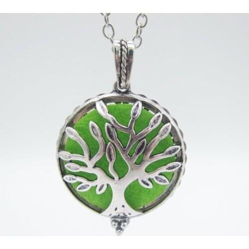 Hollowed Tree Frame DIY Sliding Locket with 8pcs Felt Pads Fashion Oil Diffuser Pendant Necklace