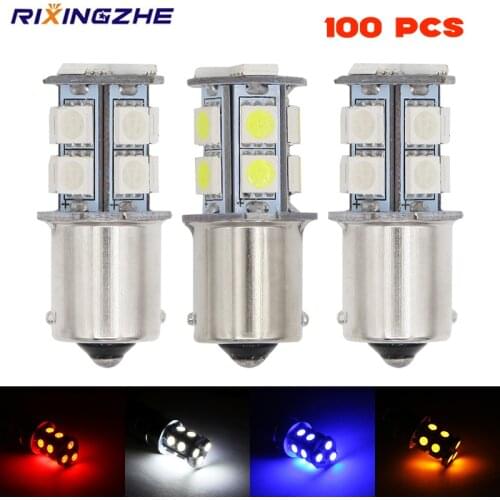 RXZ 100pcs 1156 S25 LED P21W BA15S 12V 5050LED 13SMD BULB vehicle tail lights brake lights reverse lights turn signals side