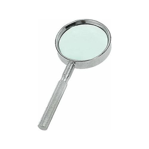 Silver Tone Nonslip Grip 4X Metal Magnifying Glass