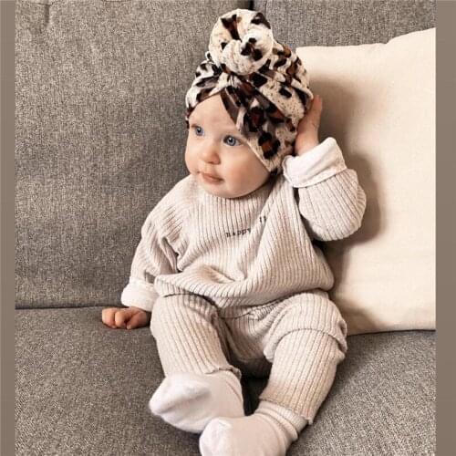 Baby Winter Cap Baby Boy Girl Turban velvet Beanie Hat Leopard Donut Hats Soft Caps Gifts