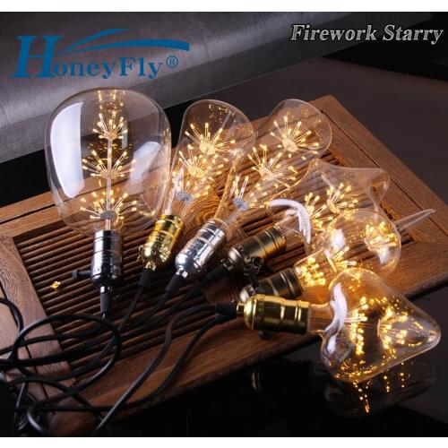 HoneyFly LED Edison Bulb E27 220V Vintage Starry Sky Lamp Retro Firework Dimmable Bulbs Home Christmas Decoration Club