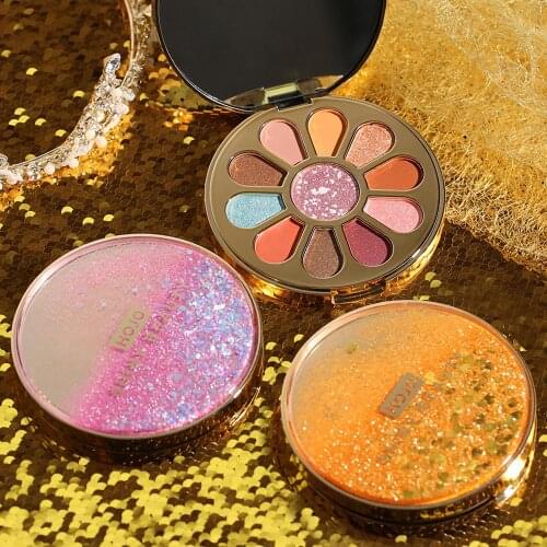HOJO circular short-sand eye shadow plate petal type 11 color beginner pearly matte bright powder waterproof eye shadow
