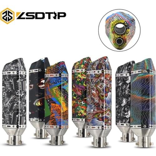 ZSDTRP Universal 38-51mm Graffiti Escape Exhaust Pipe Muffler for Motorcycle Scooter Fit Z250 GSXR750 ninja300 gsr 600