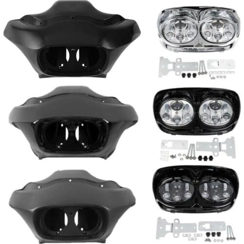 Motorcycle Inner & Outer Fairing 5.75'' Dual Headlight For Harley Touring Road Glide FLTR 1998-2013 2012 2011 2010 1999 LED