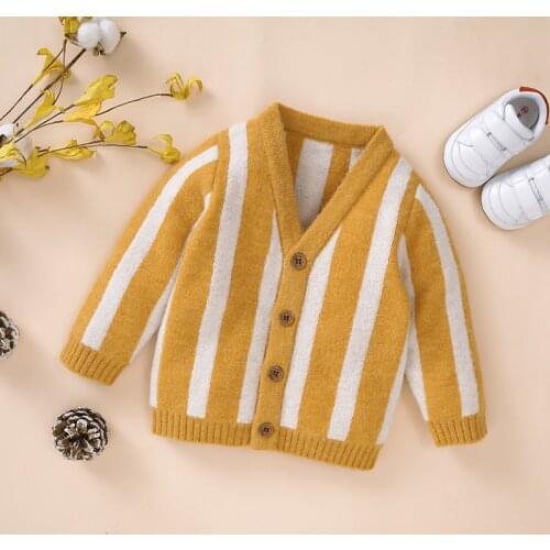 Baby Sweater Knitted Newborn Girls Boys Tops Cardigans Long Sleeve Autumn Infant Kids Clothing Fashion Striped Ribbed Outerwears