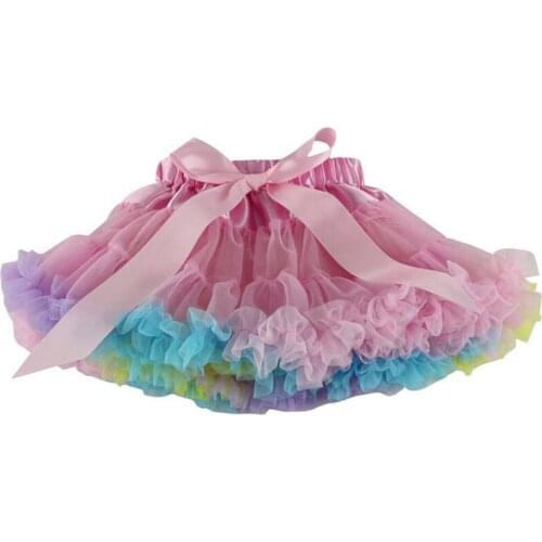 Baby Girls Tutu Skirts Rainbow Lace Tulle Skirt 2020 Dance Costume Party Pettiskirt Christmas Bow Ball Gowns For 1-10 Years GS07