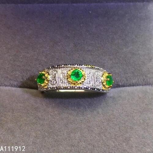 KJJEAXCMY fine jewelry natural Emerald 925 sterling silver new adjustable gemstone women ring support test popular fashion