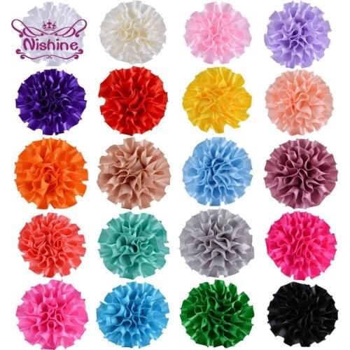 10pcs/lot Boutique Handmade Fabeic Carnation Flower Accessories for Baby Girls Hairband Clothes Caps Headwear Photography Props