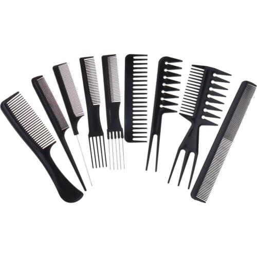 10x Unbreakable Hairdressing Styling Combs Set Kit for Stylist Hair Cutting