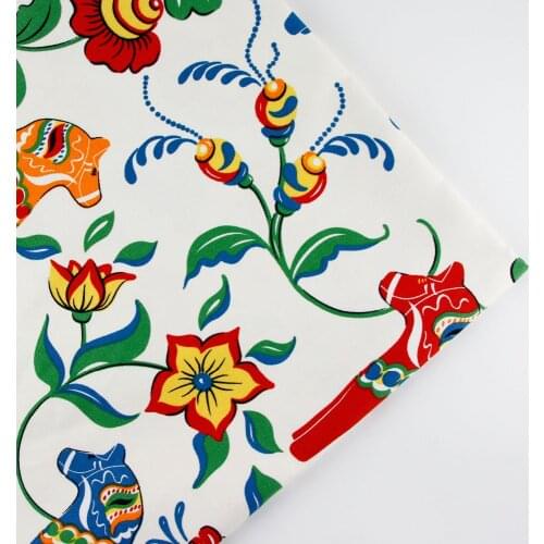 150cm x 0.5 meter Horse cartoon print patchwork linen cotton fabric cloth DIY table cloth collection plain curtain material