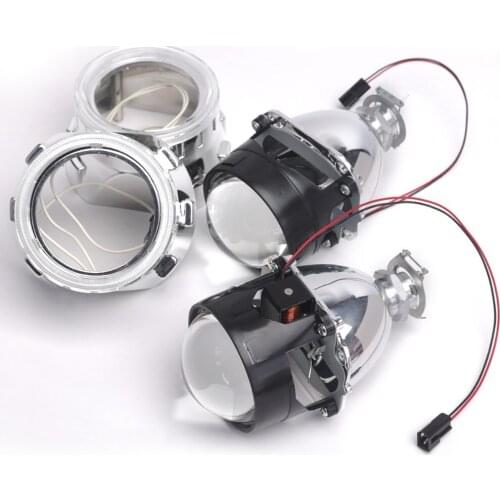 2.5 inch bixenon projector lens mask shroud with double angel eyes for car HID Headlight headlamp Projector Lens for H1 H4 H7