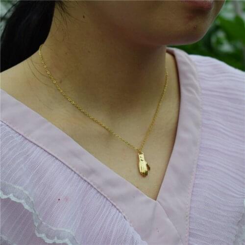 2pcs Magnet Attraction Double Hand Necklaces Pendants For Women Romantic Jewelry Stainless Steel Chain Wedding Necklace BFF Gift