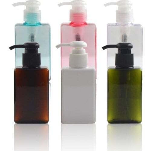 20pcs 100ml white PET Lotion Pump square Bottle,brown Plastic Cosmetic Container,Empty Shampoo Sub-bottling,Shower Gel Bottles