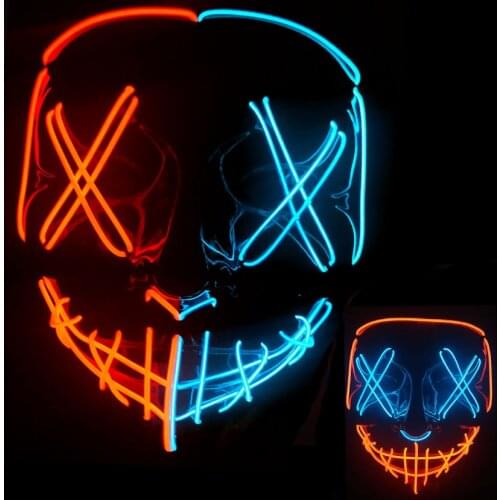 2021 Halloween LED Mask Party Horror Double Color Masque Masquerade Light Glow In The Dark
