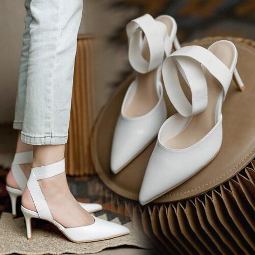 2021 Summer Womens High Heels Retro Pointed Sandals Stiletto Single Shoes