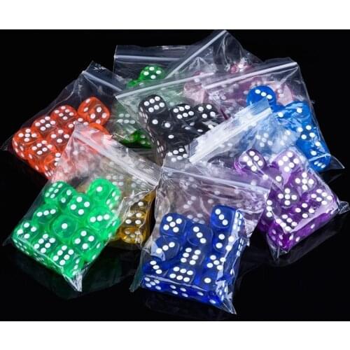 30PCS 6 Sided Portable Table Games Dice 14MM Acrylic Round Corner Board Game Dice Party Gambling Game Cubes Digital Dices