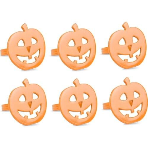 6PCS Harvest Season Pumpkin Napkins Festival Day Table Decoration Skull Pumpkin Head Napkin Ring Napkin Button