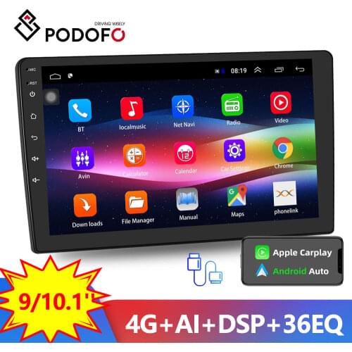 Podofo 9/10" Android Car Multimedia Player 2din Car Radio Audio Stereo Autoradio GPS Bluetooth WIFI Mirrorlink MP5 Player Radio