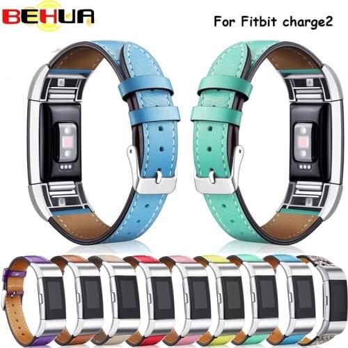 Good Quality Watch Band Replacement Genuine Soft Calf Leather bands Classic wrist Strap Perfect for Fitbit Charge 2 watchband