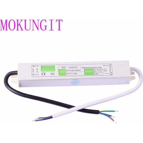 Fast shipping 10pcs DC12V 25W IP67 Waterproof Electronic LED Driver AC 110V-260V Aluminum Transformer led lighting Power Supply