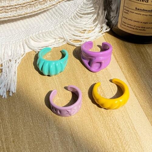 Colorful Resin Acetate Acrylic Open Ring Chic Geometric Finger Rings for Women Aesthetic Korea Fashion Party Jewelry Accessories