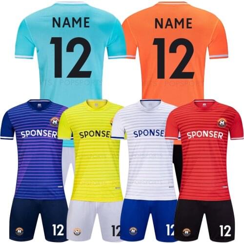 Kids and Men Football jersey suits Kit uniform DIY name number logo Soccer short sleeve jersi training set