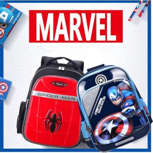Disney Spider-Man Childrens Schoolbag Boy Backpack Captain America 1-6 Grade Schoolbag Large Capacity Waterproof and Practical