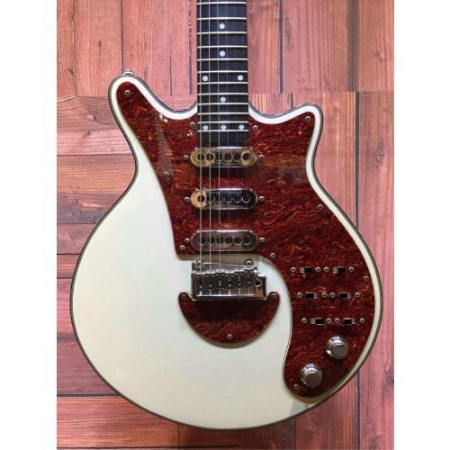 Brian May Electirc Guitars 24 Frets Red tortoise shell Pickguard 3 Burns TRI SONIC pickups Tremolo Bridge White